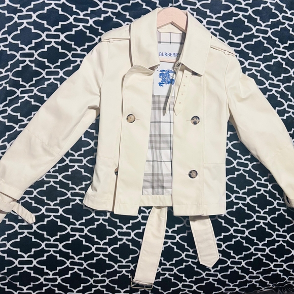 Burberry Kids Ivory Double-Breasted Raincoat